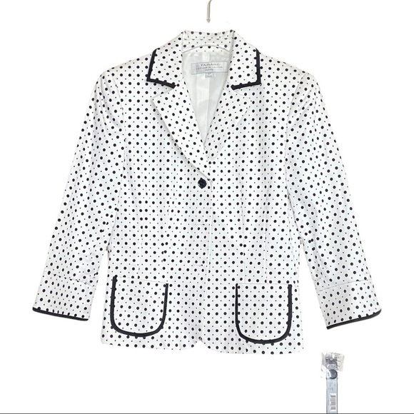 Tahari Arthur S. Levine White and Black Polka Dot Blazer. Size 6P - Picture 7 of 7